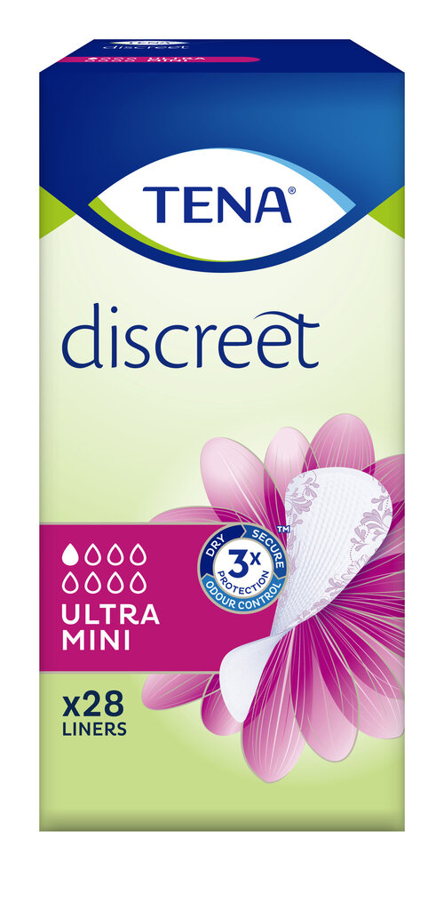 Tena Discreet Ultra Mini -pikkuhousunsuoja, 28 kpl / pakkaus hinta ja tiedot | Tamponit ja terveyssiteet | hobbyhall.fi