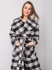 Mustavalkoinen ruudullinen pitkä takki. hinta ja tiedot | Naisten takit | hobbyhall.fi