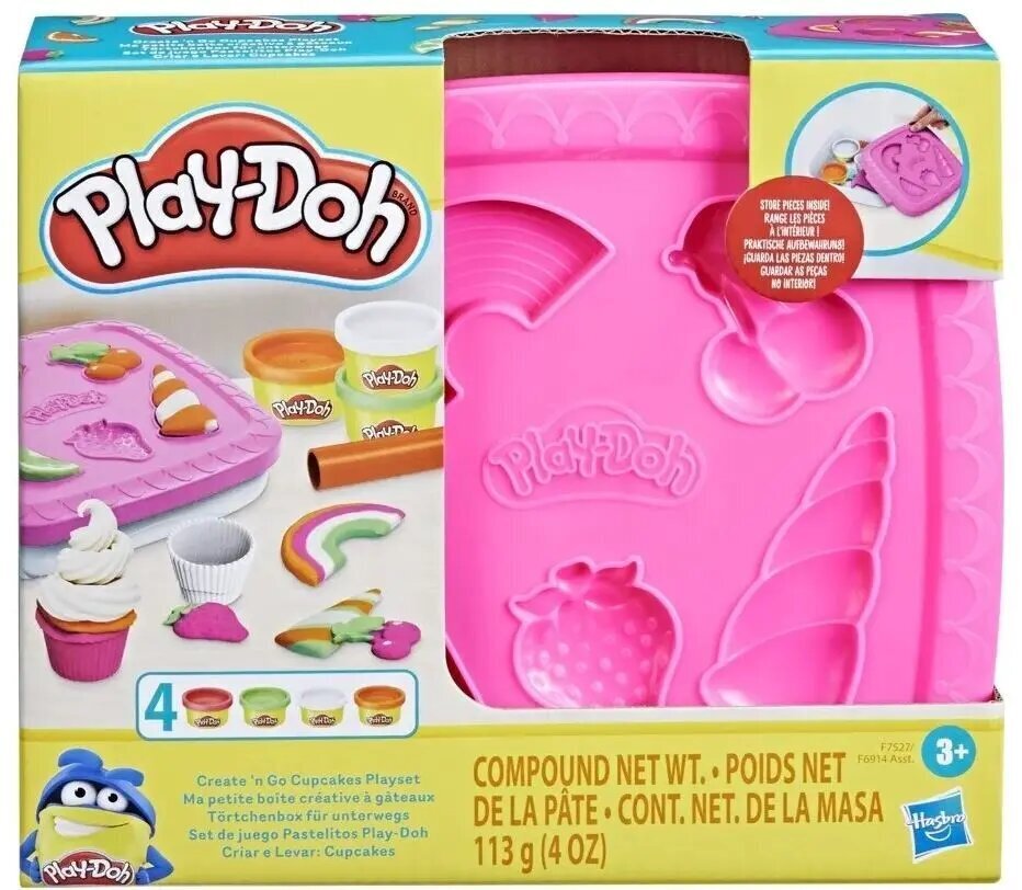 Hasbro Play-Doh: Luo n Go Cupcakes leikkisetti (F7527) hinta ja tiedot | Kehittävät lelut | hobbyhall.fi