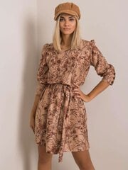 Vaaleanruskea kuviollinen mekko vyöllä. hinta ja tiedot | Mekot | hobbyhall.fi