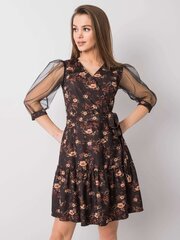 Musta kukkakuvioinen mekko koristeellisilla hihoilla. hinta ja tiedot | Mekot | hobbyhall.fi
