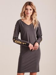 Istuva tummanharmaa mekko, jossa paljetteja hihoissa. hinta ja tiedot | Mekot | hobbyhall.fi