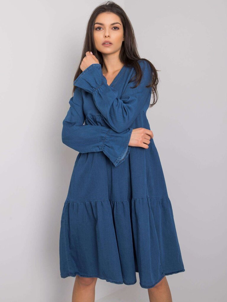 RUE PARIS Tummansininen mekko, jossa pitkät hihat. hinta ja tiedot | Mekot | hobbyhall.fi