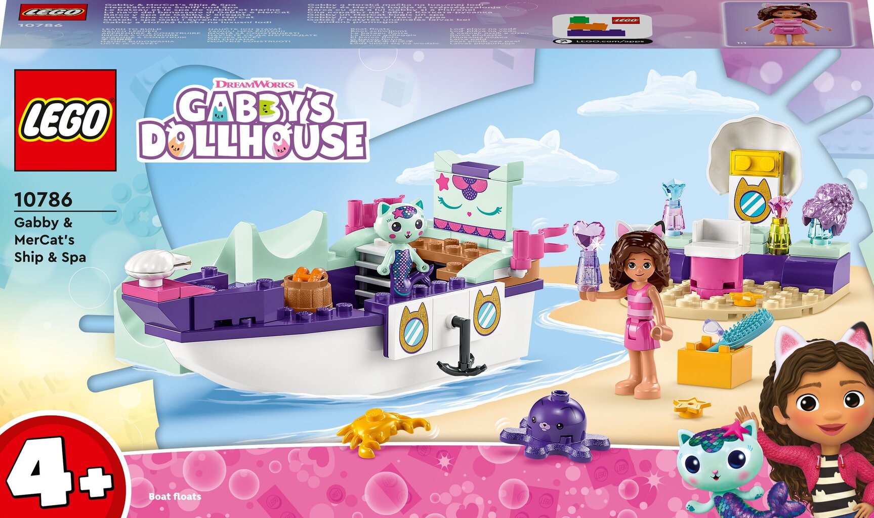 10786 LEGO® Gabby's Dollhouse Gabbyn ja Merikatin laiva ja kylpylä hinta ja tiedot | LEGOT ja rakennuslelut | hobbyhall.fi