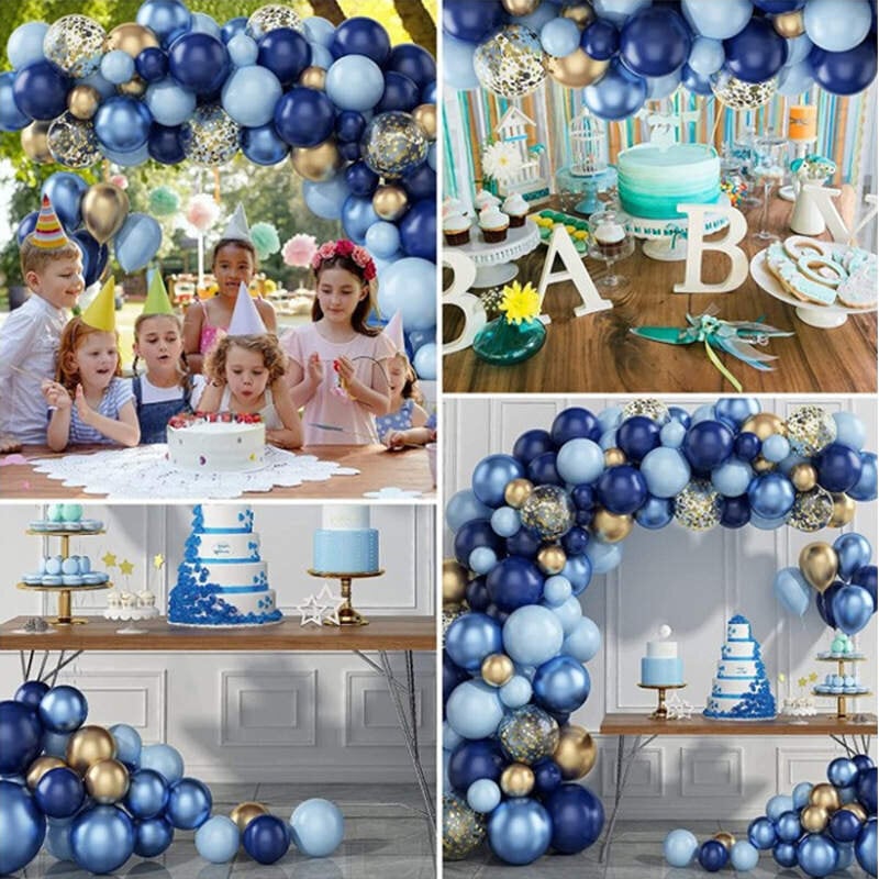 Macaron Blue Gold -teemailmapallosetti (133 kpl) hinta ja tiedot | Ilmapallot | hobbyhall.fi