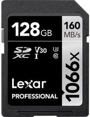 Muistikortti Lexar Pro 1066x SDXC U3 (V30) UHS-II R160/W120 128GB hinta ja tiedot | Lexar Puhelimet, älylaitteet ja kamerat | hobbyhall.fi