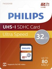 Muistikortti Philips SDHC, 32GB Class 10, UHS-I U1 hinta ja tiedot | Philips Puhelimet, älylaitteet ja kamerat | hobbyhall.fi