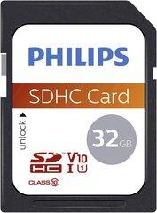 Muistikortti Philips SDHC, 32GB Class 10, UHS-I U1 hinta ja tiedot | Philips Kamerat ja tarvikkeet | hobbyhall.fi