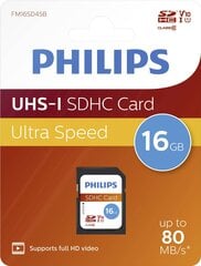 Muistikortti Philips SDHC, 16GB Class 10 UHS-I U1 hinta ja tiedot | Kameran muistikortit | hobbyhall.fi