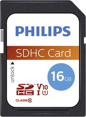 Muistikortti Philips SDHC, 16GB Class 10 UHS-I U1 hinta ja tiedot | Philips Puhelimet, älylaitteet ja kamerat | hobbyhall.fi