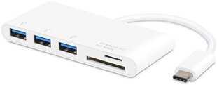 Vivanco USB hub USB-C + card reader, white (34295) hinta ja tiedot | Adapterit | hobbyhall.fi
