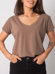 Puuvillainen V-kaula-aukkoinen kahvi t-paita. hinta ja tiedot | Naisten T-paidat | hobbyhall.fi