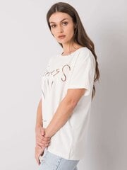 Valkoinen naisten puuvillainen t-paita printillä. Universaali hinta ja tiedot | Naisten T-paidat | hobbyhall.fi