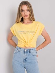 Keltainen naisten puuvillainen t-paita. hinta ja tiedot | Naisten T-paidat | hobbyhall.fi