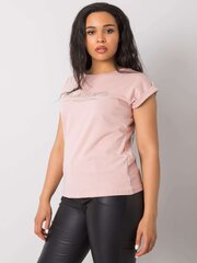 Vaaleanpunainen plus-koon t-paita applikaatioilla. Universaali hinta ja tiedot | Naisten T-paidat | hobbyhall.fi