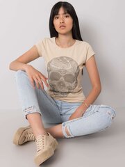 Beige naisten t-paita kallolla. hinta ja tiedot | Naisten T-paidat | hobbyhall.fi