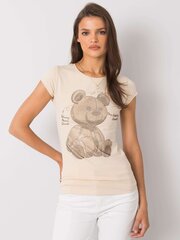 Naisten beige t-paita strassilla. hinta ja tiedot | Naisten T-paidat | hobbyhall.fi