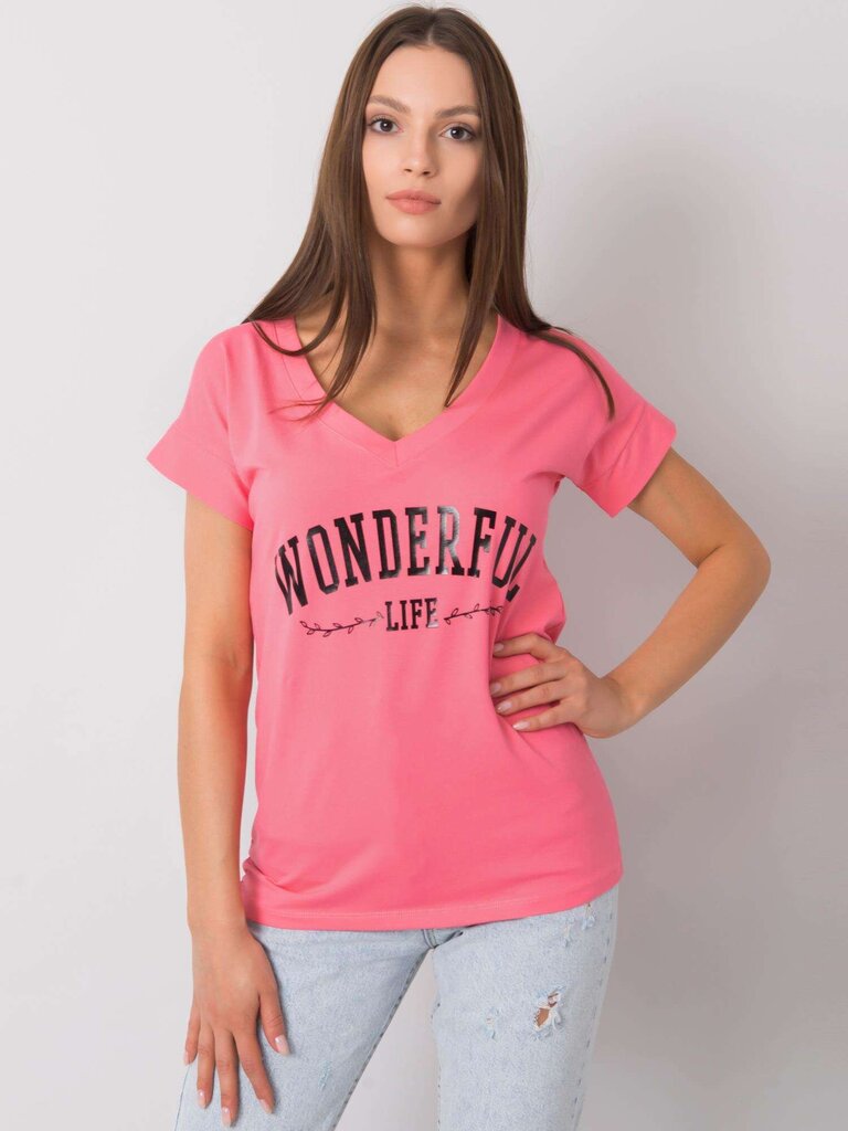 Naisten vaaleanpunainen t-paita, jossa teksti. hinta ja tiedot | Naisten T-paidat | hobbyhall.fi