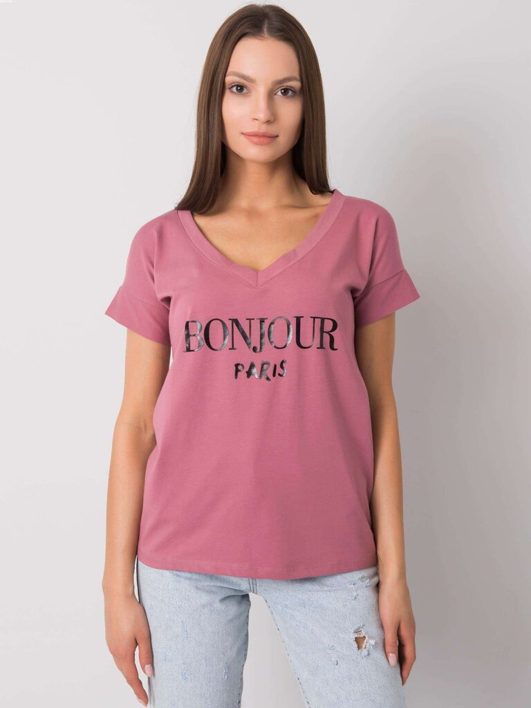 Vaaleanpunainen naisten t-paita printillä. Universaali hinta ja tiedot | Naisten T-paidat | hobbyhall.fi