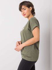 Khaki t-paita kirjailtu tekstillä. hinta ja tiedot | Naisten T-paidat | hobbyhall.fi