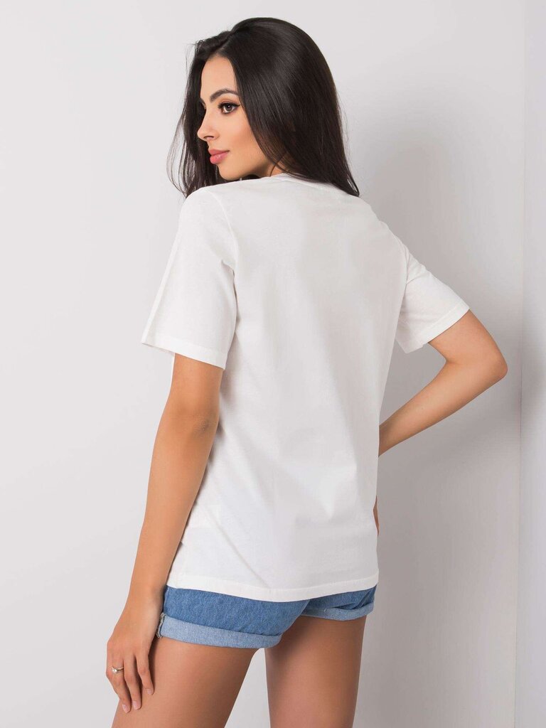 Valkoinen puuvillainen t-paita printillä. hinta ja tiedot | Naisten T-paidat | hobbyhall.fi