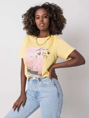 Keltainen naisten t-paita painatuksella. hinta ja tiedot | Naisten T-paidat | hobbyhall.fi