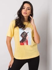 Keltainen naisten t-paita painatuksella. hinta ja tiedot | Naisten T-paidat | hobbyhall.fi