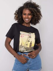 Musta naisten t-paita koruilla. hinta ja tiedot | Naisten T-paidat | hobbyhall.fi