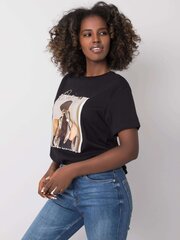 Musta t-paita printillä. hinta ja tiedot | Naisten T-paidat | hobbyhall.fi