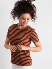 Ruskea raidallinen T-paita. hinta ja tiedot | Naisten T-paidat | hobbyhall.fi