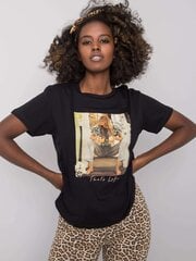 Musta naisten t-paita painatuksella. hinta ja tiedot | Naisten T-paidat | hobbyhall.fi