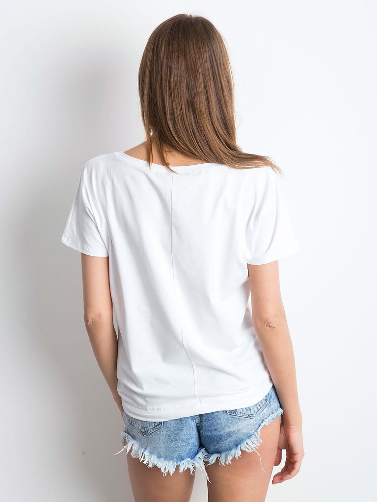 Naisten valkoinen puuvillainen t-paita. hinta ja tiedot | Naisten T-paidat | hobbyhall.fi