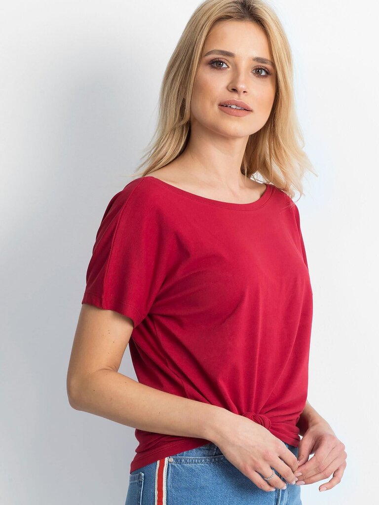 T-paita, jossa takana pääntie, viininpunainen. hinta ja tiedot | Naisten T-paidat | hobbyhall.fi