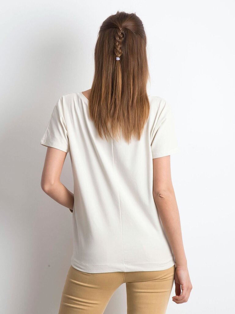 Naisten puuvillainen t-paita, vaalea beige. hinta ja tiedot | Naisten T-paidat | hobbyhall.fi