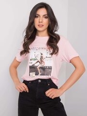 Vaaleanpunainen t-paita sovelluksilla. hinta ja tiedot | Naisten T-paidat | hobbyhall.fi
