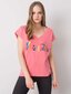Vaaleanpunainen t-paita, jossa värikäs painatus. hinta ja tiedot | Naisten T-paidat | hobbyhall.fi