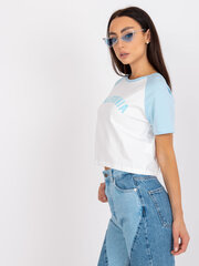 Naisten valkoinen ja sininen painettu T-paita hinta ja tiedot | Naisten T-paidat | hobbyhall.fi
