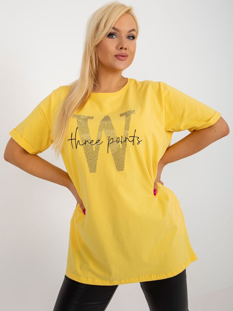 Naisten keltainen plus-kokoinen pusero hinta ja tiedot | Naisten T-paidat | hobbyhall.fi