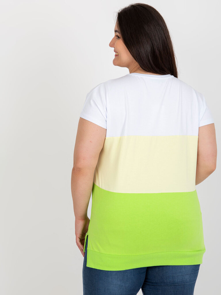 Naisten valko-keltainen Plus-kokoinen pusero hinta ja tiedot | Naisten T-paidat | hobbyhall.fi