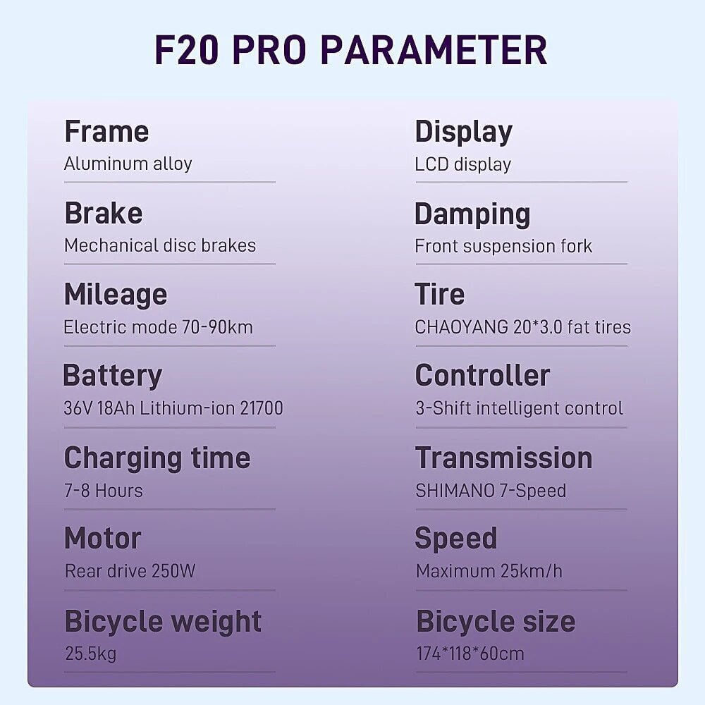 Sähköpyörä FAFREES F20 Pro, 20", violetti, 250W, 18Ah hinta ja tiedot | Sähköpyörät | hobbyhall.fi