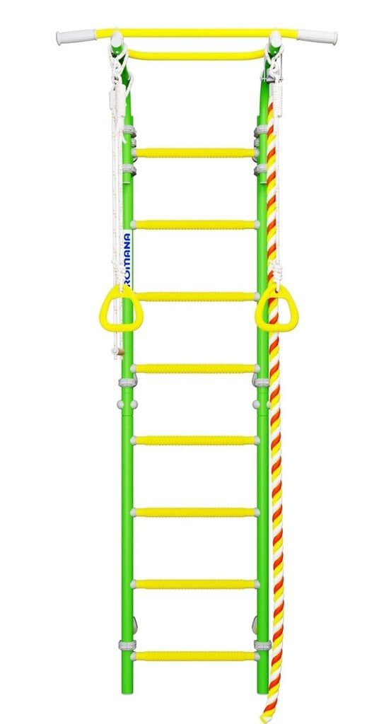 Sanro Next-1 puolapuut lapsille, sis. lisätarvikkeet, 227 x 49 cm, vihreä / keltainen hinta ja tiedot | Puolapuut ja voimisteluseinät | hobbyhall.fi