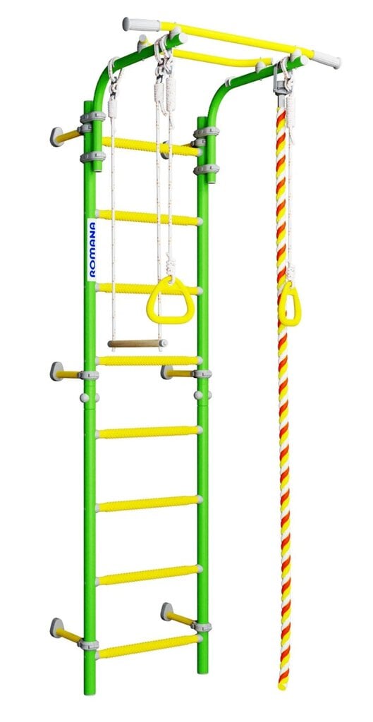 Sanro Next-1 puolapuut lapsille, sis. lisätarvikkeet, 227 x 49 cm, vihreä / keltainen hinta ja tiedot | Puolapuut ja voimisteluseinät | hobbyhall.fi