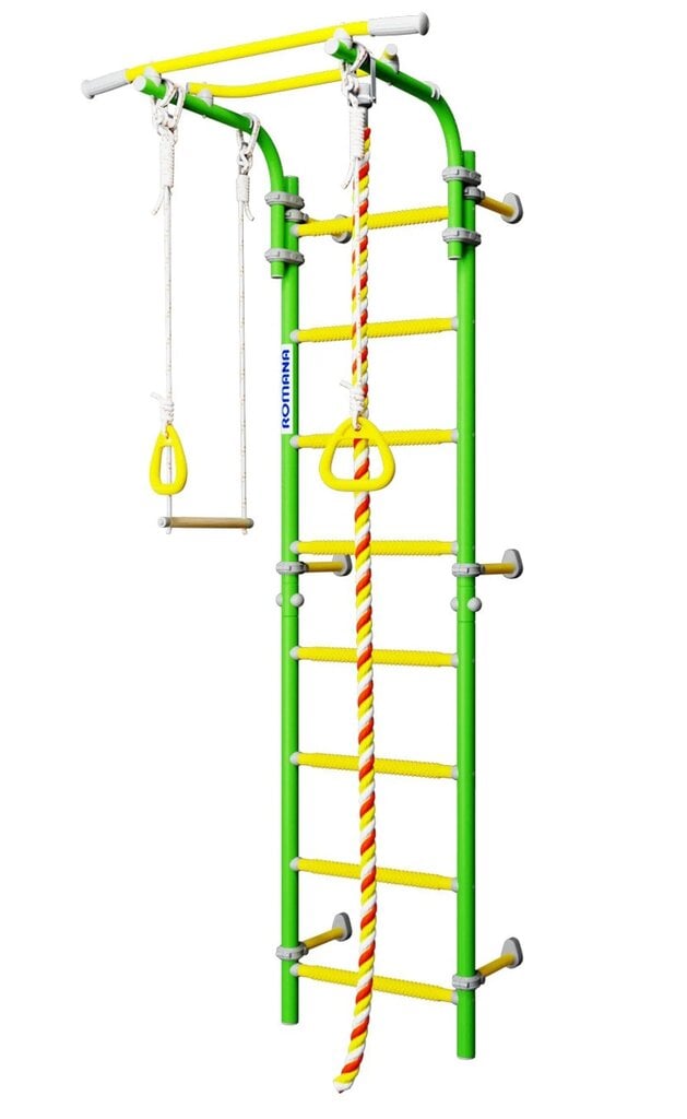 Sanro Next-1 puolapuut lapsille, sis. lisätarvikkeet, 227 x 49 cm, vihreä / keltainen hinta ja tiedot | Puolapuut ja voimisteluseinät | hobbyhall.fi