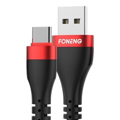 Foneng-kaapeli USB-USB C, X82 3A, 1m (musta) hinta ja tiedot | Puhelinkaapelit | hobbyhall.fi