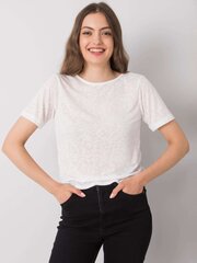 RUE PARIS Valkoinen-melange-pusero lyhyillä hihoilla. Valkoinen XXXXL hinta ja tiedot | Naisten paidat | hobbyhall.fi
