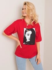 RUE PARIS Punainen painettu t-paita. hinta ja tiedot | Naisten paidat | hobbyhall.fi