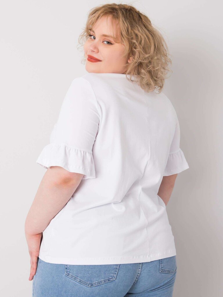 Plus-kokoinen valkoinen pusero koristeellisilla hihoilla. hinta ja tiedot | Naisten paidat | hobbyhall.fi