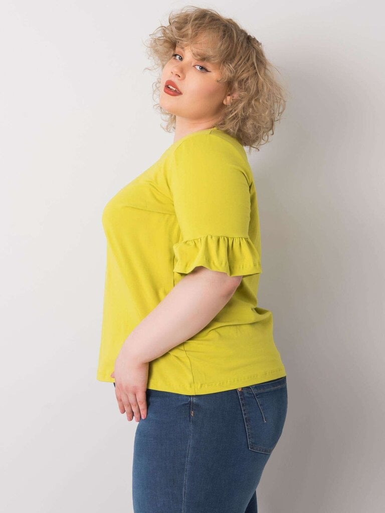 Plus-kokoinen vaaleanvihreä pusero koristeellisilla hihoilla. hinta ja tiedot | Naisten paidat | hobbyhall.fi