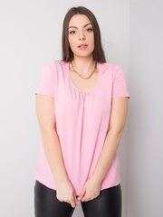 Vaaleanpunainen puuvillainen plus kokoinen pusero. hinta ja tiedot | Naisten paidat | hobbyhall.fi