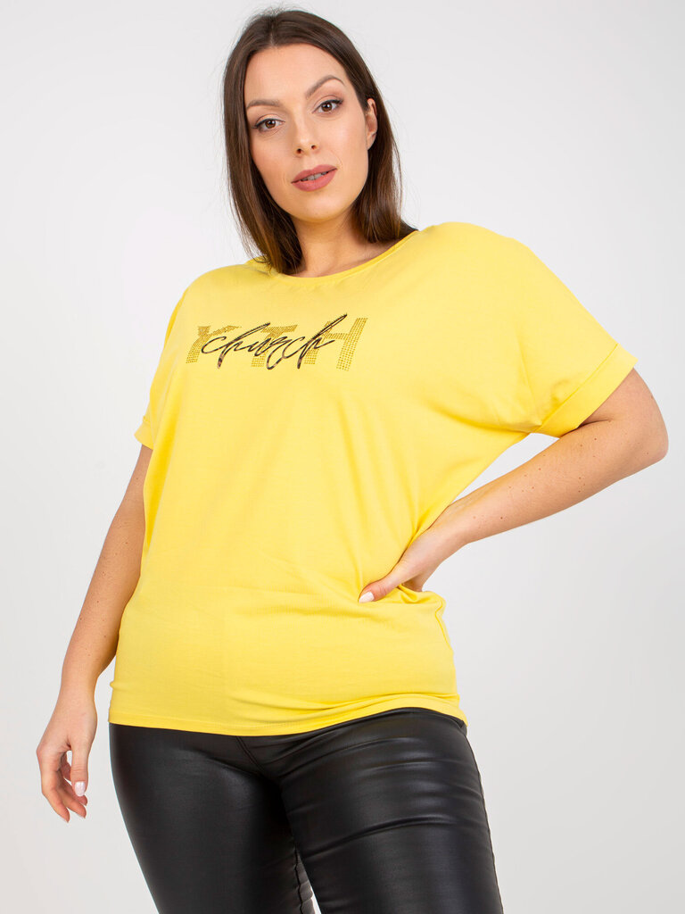 Naisten keltainen plus-koon T-paita hinta ja tiedot | Naisten paidat | hobbyhall.fi